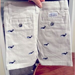 Boys 2T whale pattern khaki shorts; Janie and Jack NWOT